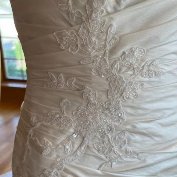 *Maggie Sottero Ivory Taffeta Strapless Fit Flare Bridal Gown Wedding Dress Sz 4 - Picture 7 of 15